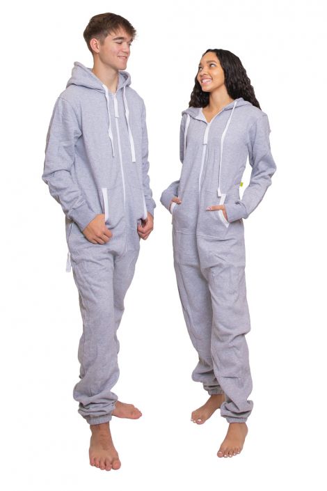 Gray Hoodie Jumpsuit Unisex Sizes XS 2XL for Men Women Big